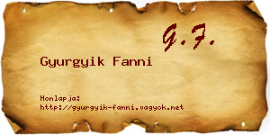 Gyurgyik Fanni névjegykártya